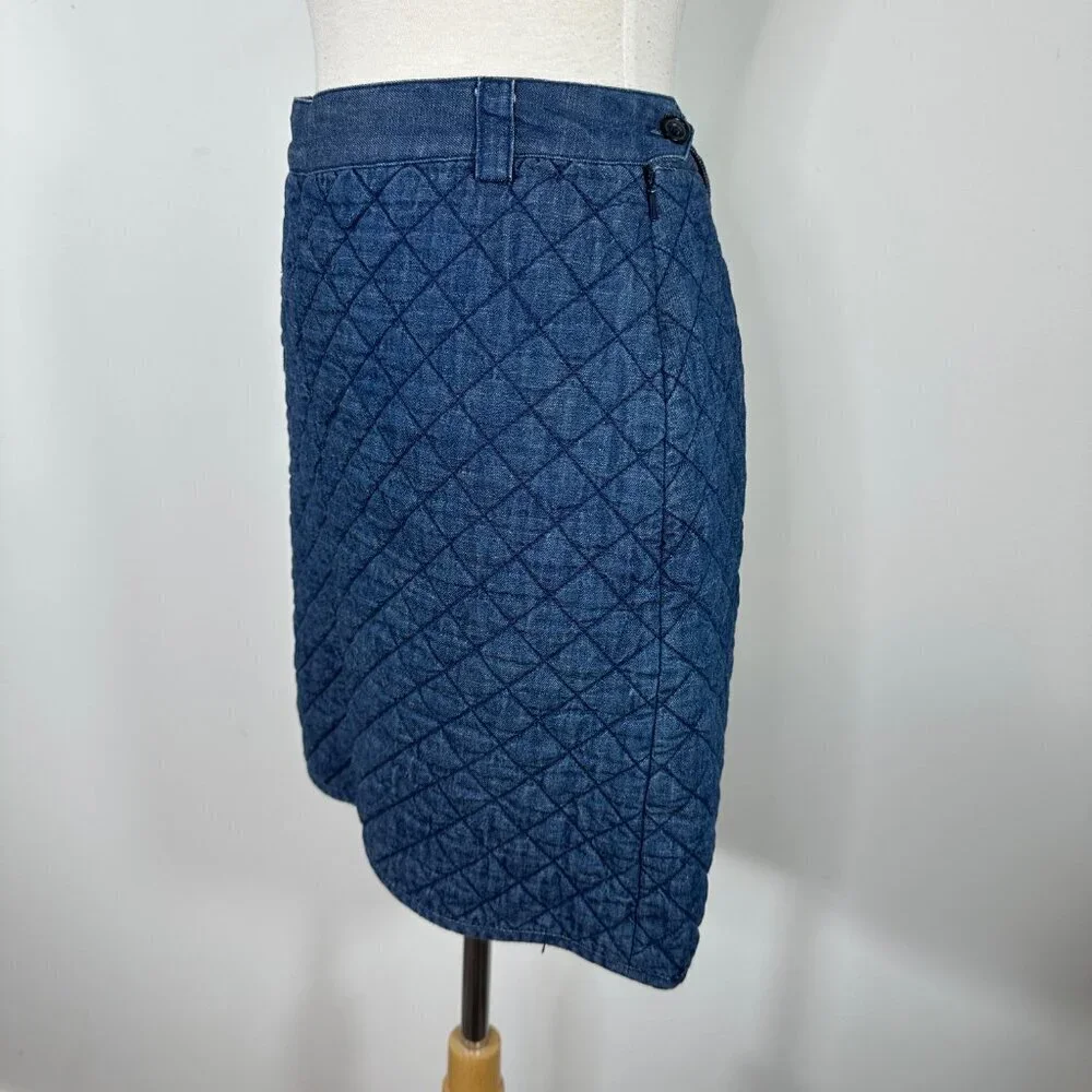 BROOKS BROTHERS Red Fleece Womens' Blue Denim Quilted Mini Skirt Size 6